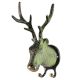 Green Patina Brass Deer or Elk Head with Antlers Two Hooks
