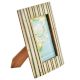 Navy Blue White Vertical Stripe Photo Frame With Bone Inlay