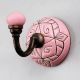 Pink And Brown Etched Ceramic Wall Hook