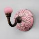 Pink Brown Amarylis Etched Ceramic Wall Hook