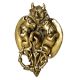 Decorative Brass Demon Head With Two Lion Figurines Door Knocker