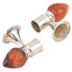 Set Of 2 Red Teardrop Crystal Curtain Pole Finials With Silver Brass Bracket