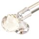 Set Of 2 Transparent Globe Crystal Curtain Pole Finials With Silver Brass Bracket