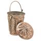 Copper Repousse Floral Bucket With Lid Finial