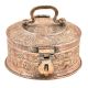 Rare Islamic Style Embossed Copper Betel Nut Pandan Box With Lock Handle