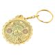 40 Year Calendar Brass Keychain With Big Flower Design And Scalloped Edges