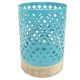Metal/Wood  Hurricane With Base In Light Blue