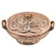 Engraved Floral Design Kashmiri Copper Rice Bowl With Lid And Handles