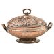 Engraved Leaf Kashmiri Copper Rice Bowl With Lid And Handles