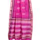 Pink Chanderi Block Print Saree With Leaf Motif With Golden Border And Bouse Piece
