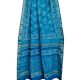 Blue Chanderi Block Print Saree With Small Leaf Motifs With Golden Border And Blouse Piece