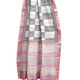 Checks And Geometric Chanderi Block Print Saree In Grey And Pink With Golden Pink Border
