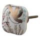 Golden Leaf Bird Square Ceramic Cabinet Knob