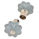 Ceramic Big Flower ShapedÂ Sky Blue Curtain Rod Finial