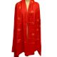 Handmade Red Semi Pashmina Jaal Design Needle Work Shawl