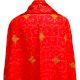 Handmade Red Semi Pashmina Jaal Design Needle Work Shawl