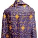 Handmade Purple Semi Pashmina Jaal Design Needle Work Shawl