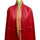 Handmade Semi Pashmina Blood Red Border Embroidery  Design Needle Work Shawl