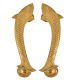 Vintage Golden Fish Shaped Brass Door Handle In Pair