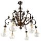 Handcrafted Vintage Design Brass Chandelier With 6 Clear Frosted Glass Lamps