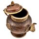 Handmade Copper Teapot With Embossed Design & Chain
