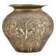 Brass Repousse Floral Pattern And Vines Handmade Pot Or Vase