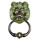 Hand Crafted Brass Lion Head Door Knocker Ring With Patina