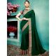 Dark Green Vichitra Silk Saree With Banglori silk Blouse Piece
