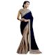Chiffon Silk Saree With Embroidery Work Blouse Piece Blue & Beige