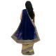 Chiffon Silk Saree With Embroidery Work Blouse Piece Blue & Beige