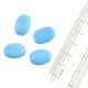 Light Blue Color Jewelry Oval Shape Loose Glass Beads (Pack Of 12)