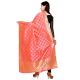 Salmon Red Banarsi Art Silk Dupatta