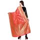 Red & Gold-Toned Woven Design Banarsi Silk Dupatta