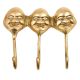 3 Brass Wall Hanging Face Head Art Laughing Buddha Wall Sculpture