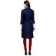 Navy Blue Cotton Stitched Satin Fabric Kurtis With Full Cotton Inner