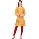 Pastel Orange Cotton Stitched Satin Fabric Kurtis With Full Cotton Inner