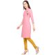Baby Pink Cotton Stitched Satin Fabric Kurtis With Full Cotton Inner