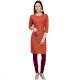 Only Orange Office Wear Stiched Rayon Kurti with Beautiful Embroidery Work