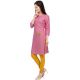 Pink Office Wear Stiched Rayon Kurti with Beautiful Embroidery Work