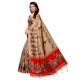 Chiku Beige Kathak Women's Khadi Silk Printed Saree With Blouse Piece
