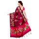 Wine Color Kathak Women's Khadi Silk Printed Saree With Blouse Piece