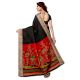 Black Khadi Silk Printed Kalamkari Saree With Tessle And Blouse Piece