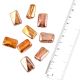 Golden Peach Rectangular Loose Chips Pattern Glass Jewelry Beads (12 in Pack)
