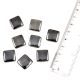 Handmade Grey Frosted Square Shaped Loose Glass Beads For Making Jewelry (12 in Pack)