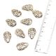 Silver Aluminum Loose Engraved Floral Leaf Design Egg Shaped Jewelry Beads (5 in Pack)