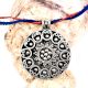 Round Silver Aluminum  Metal Pendant Necklace With Tribal Style Inlay Work