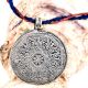 Round Engraved Floral Design Silver Aluminum Metal  Tribal Pendant Necklace