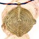 Golden  Aluminum Metal Tribal Spiral Round Disc Pendant Necklace