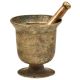 Old Solid Thick Footed Brass Urn Shaped Mortar and Pestle