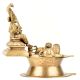 Brass Indian Oil Lamp with Goddess Mariamman Seated With Two Lions
